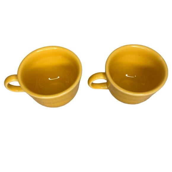 Fiestaware Pair Sunflower Yellow Tea Cups Homer Laughlin Fiesta Ceramic 7 3/4 Oz - Picture 8 of 9